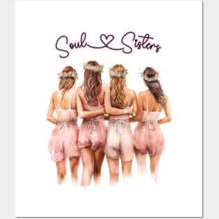 Soul Sisters Bachelorette Party Watercolor Illustration Art Posters and Art